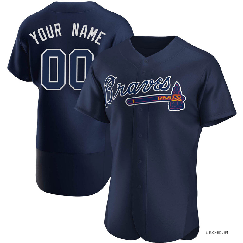Authentic Custom Men's Atlanta Braves Navy Alternate Team Name Jersey