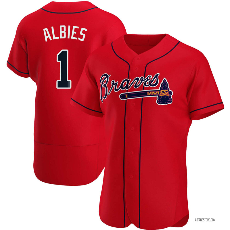 Authentic Ozzie Albies Men's Atlanta Braves Red Alternate Jersey
