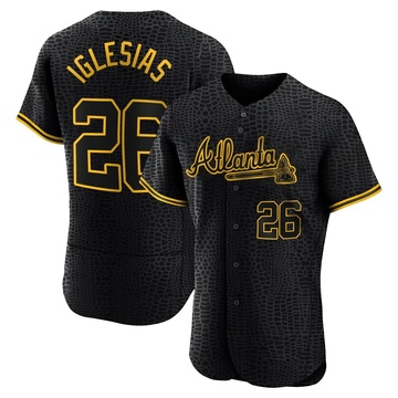 Authentic Raisel Iglesias Men's Atlanta Braves Black Snake Skin City Jersey