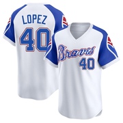 Limited Reynaldo Lopez Men's Atlanta Braves White Throwback Cooperstown Collection Jersey