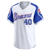 Limited Reynaldo Lopez Men's Atlanta Braves White Throwback Cooperstown Collection Jersey