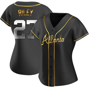 Replica Austin Riley Women's Atlanta Braves Black Golden Alternate Jersey