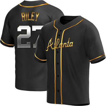 Replica Austin Riley Youth Atlanta Braves Black Golden Alternate Jersey