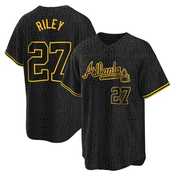 Replica Austin Riley Youth Atlanta Braves Black Snake Skin City Jersey
