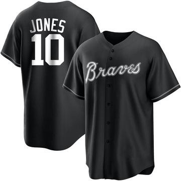 Replica Chipper Jones Men's Atlanta Braves White Black/ Jersey
