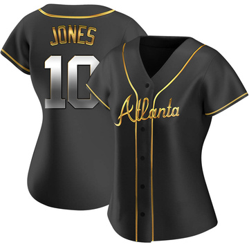 Replica Chipper Jones Women's Atlanta Braves Black Golden Alternate Jersey