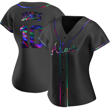 Replica Chipper Jones Women's Atlanta Braves Black Holographic Alternate Jersey