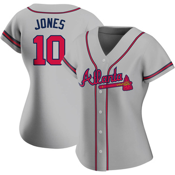 Replica Chipper Jones Women's Atlanta Braves Gray Road Jersey