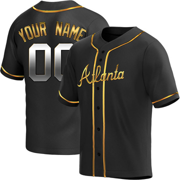 Replica Custom Youth Atlanta Braves Black Golden Alternate Jersey