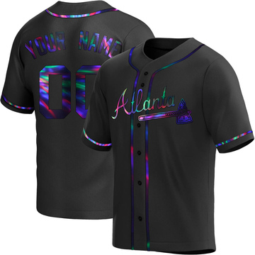Replica Custom Youth Atlanta Braves Black Holographic Alternate Jersey