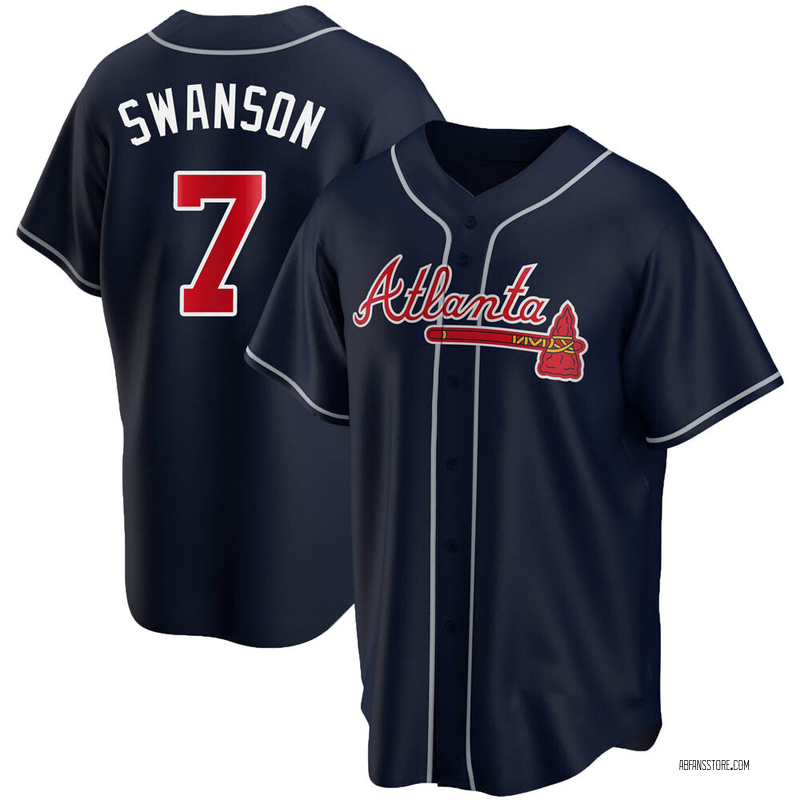 Replica Dansby Swanson Youth Atlanta Braves Navy Alternate Jersey