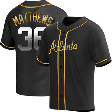 Replica Gary Matthews Youth Atlanta Braves Black Golden Alternate Jersey