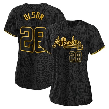 Replica Matt Olson Women's Atlanta Braves Black Snake Skin City Jersey