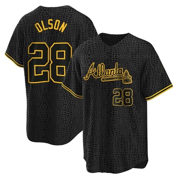 Replica Matt Olson Youth Atlanta Braves Black Snake Skin City Jersey