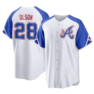 Replica Matt Olson Youth Atlanta Braves White 2023 City Connect Jersey