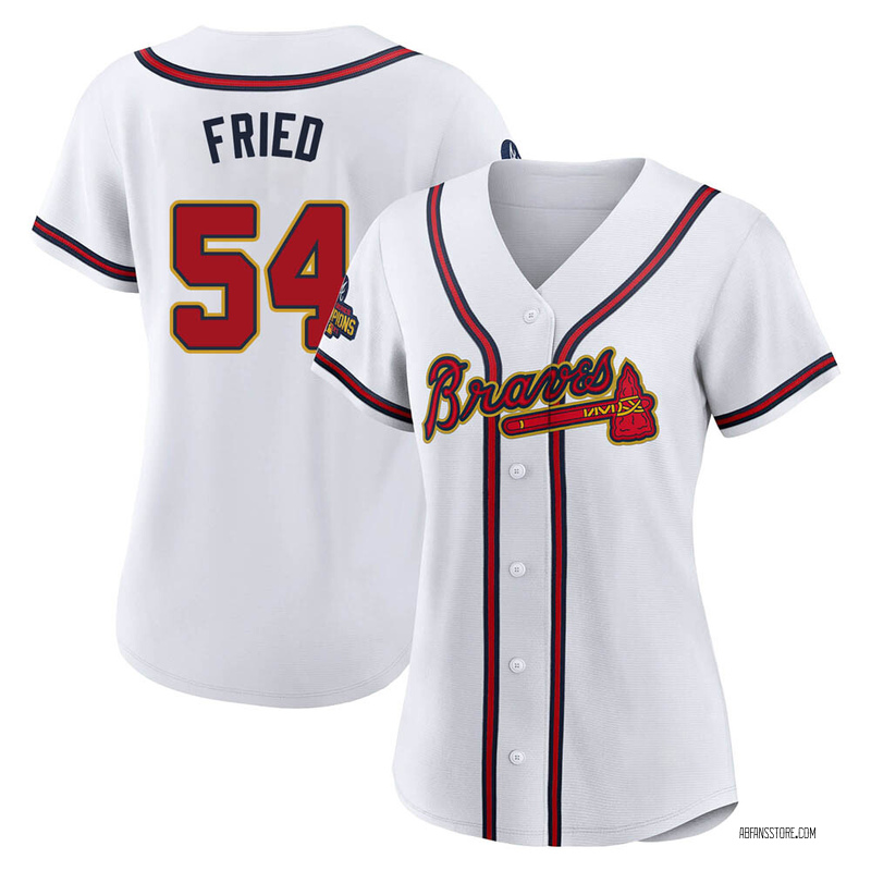 Replica Max Fried Women's Atlanta Braves Gold White 2022 Program