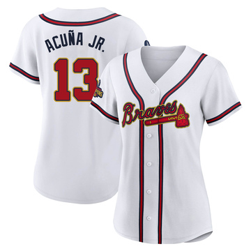 Replica Ronald Acuna Jr. Women's Atlanta Braves Gold White 2022 Program Jersey