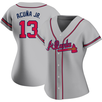 Replica Ronald Acuna Jr. Women's Atlanta Braves Gray Road Jersey