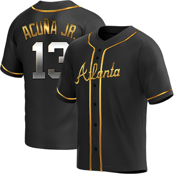 Replica Ronald Acuna Jr. Youth Atlanta Braves Black Golden Alternate Jersey