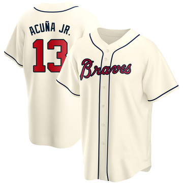 Replica Ronald Acuna Jr. Youth Atlanta Braves Cream Alternate Jersey