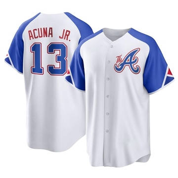 Replica Ronald Acuna Jr. Youth Atlanta Braves White 2023 City Connect Jersey